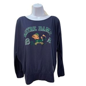 Original Retro Brand Notre Dame Long Sleeve Womens T-Shirt Blue -Size Medium
